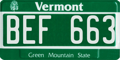 VT license plate BEF663