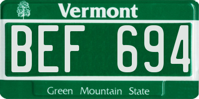 VT license plate BEF694