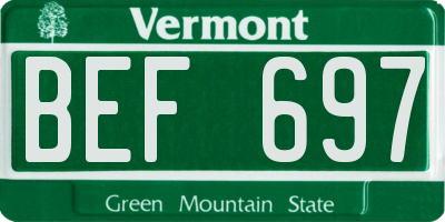 VT license plate BEF697