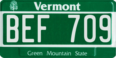 VT license plate BEF709