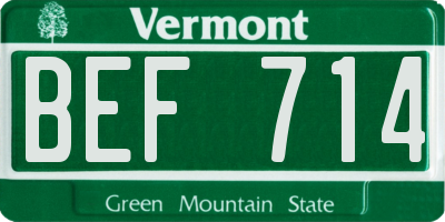 VT license plate BEF714