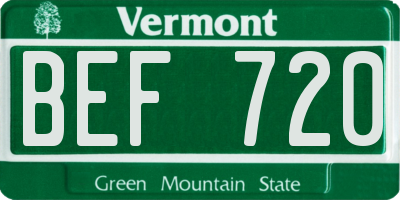 VT license plate BEF720