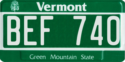 VT license plate BEF740