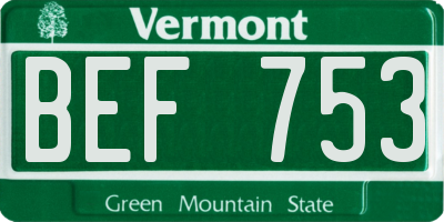 VT license plate BEF753