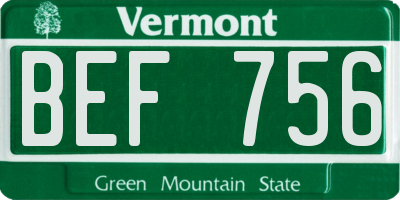 VT license plate BEF756