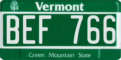 VT license plate BEF766