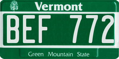 VT license plate BEF772