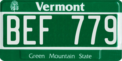 VT license plate BEF779