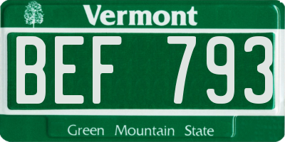VT license plate BEF793
