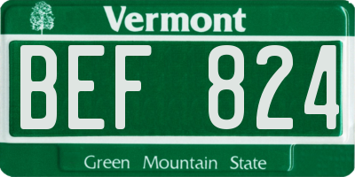 VT license plate BEF824