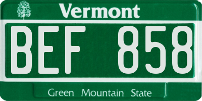 VT license plate BEF858