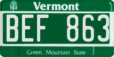 VT license plate BEF863
