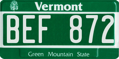 VT license plate BEF872