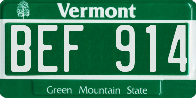 VT license plate BEF914