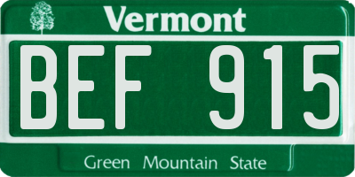 VT license plate BEF915