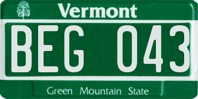 VT license plate BEG043