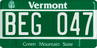 VT license plate BEG047