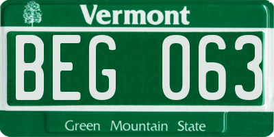 VT license plate BEG063