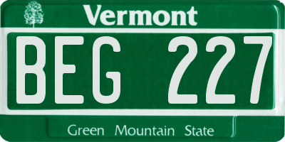VT license plate BEG227