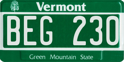 VT license plate BEG230
