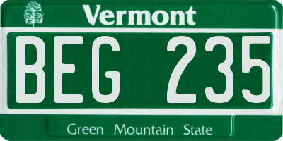VT license plate BEG235