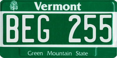 VT license plate BEG255