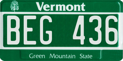 VT license plate BEG436