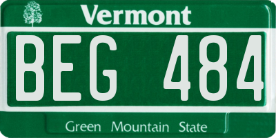 VT license plate BEG484