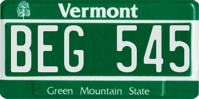 VT license plate BEG545
