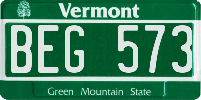 VT license plate BEG573