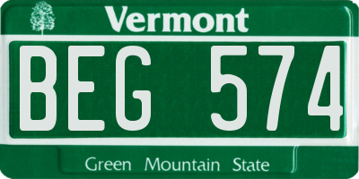 VT license plate BEG574