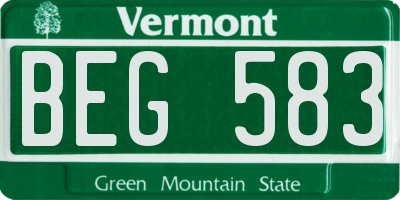VT license plate BEG583