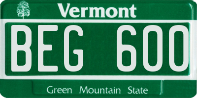 VT license plate BEG600