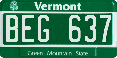 VT license plate BEG637