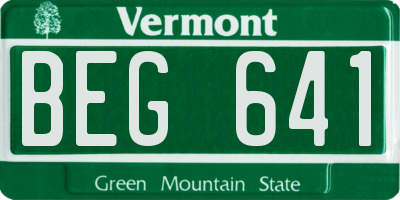 VT license plate BEG641