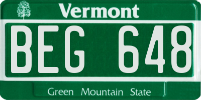 VT license plate BEG648