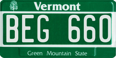 VT license plate BEG660