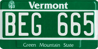 VT license plate BEG665