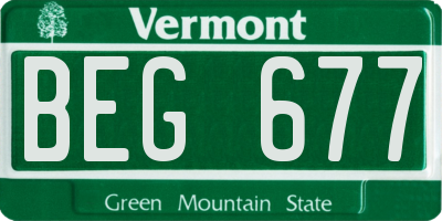 VT license plate BEG677