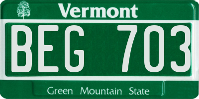 VT license plate BEG703