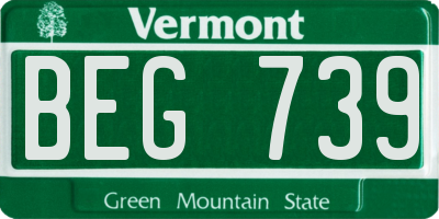 VT license plate BEG739