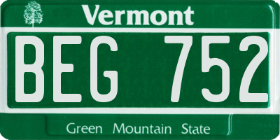 VT license plate BEG752