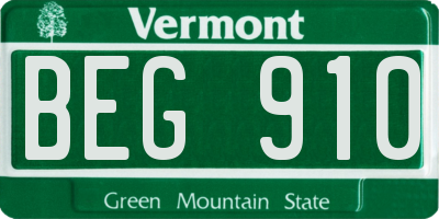 VT license plate BEG910