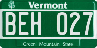 VT license plate BEH027