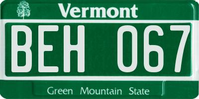 VT license plate BEH067
