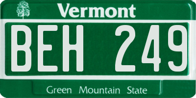 VT license plate BEH249