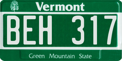 VT license plate BEH317