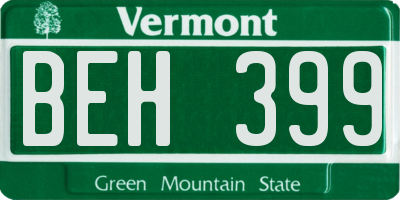 VT license plate BEH399