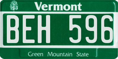 VT license plate BEH596