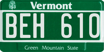 VT license plate BEH610